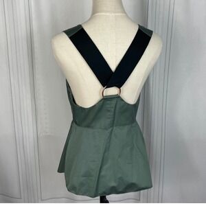 Tibi -Satin Poplin Strappy Sleeveless Top - Green -‎ Size 4